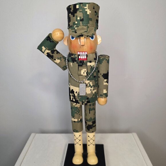 Other - Military Soldier Camo Nutcracker Wood Dog Tags 2015